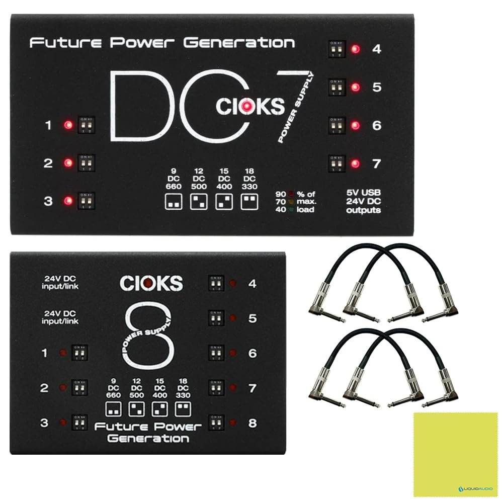 CIOKS SPB Special Limited Edition DC7 Power Supply and C8 Expander Superpower Bundle w/ 4X Strukture S6P48 Woven Right Angle Patch Cables and Liquid Audio Polishing Cloth