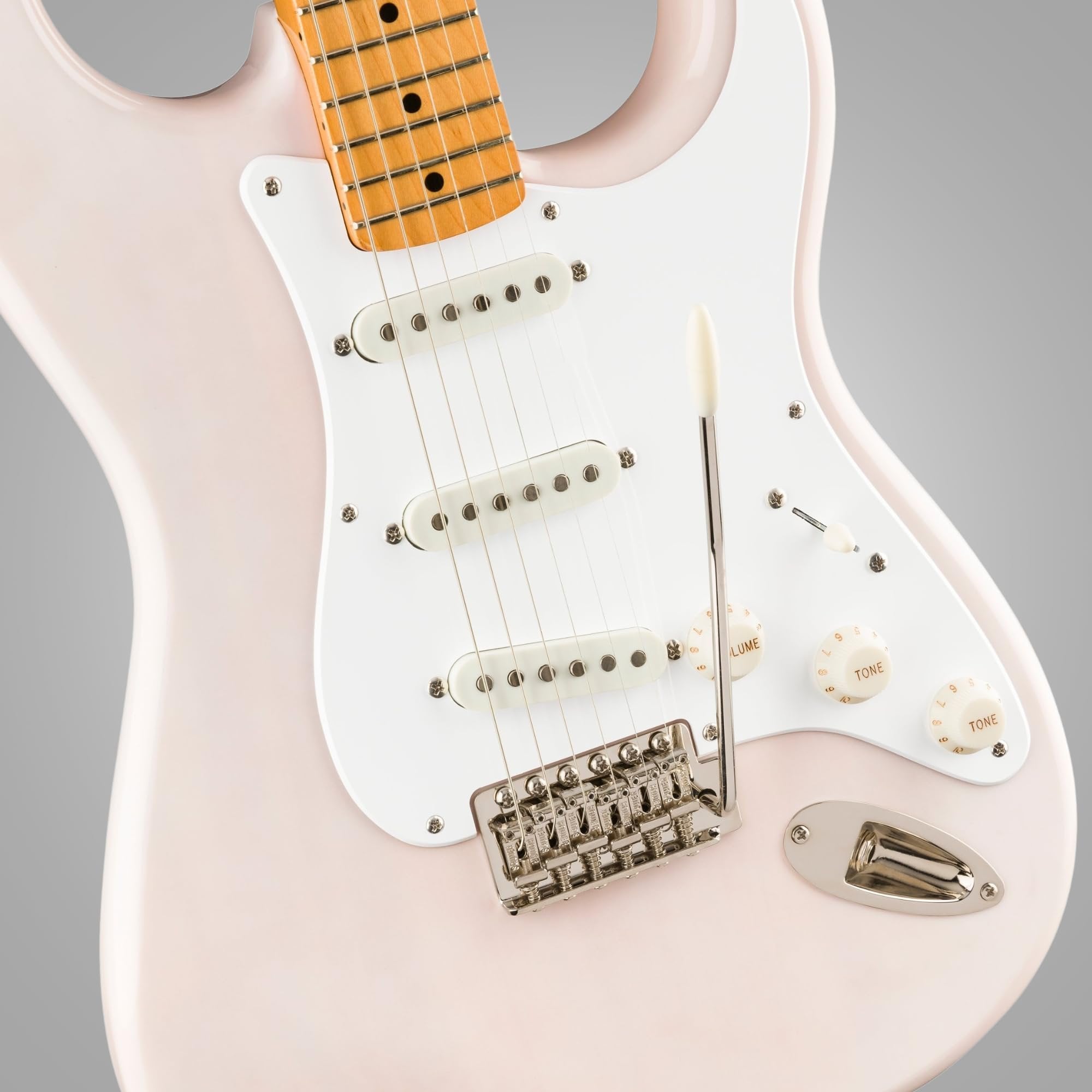 Squier Classic Vibe '50s Stratocaster, Maple Fingerboard, White Blonde - 0374005501 Bundle w/ 12-Pack Guitar Pick and Liquid Audio Polishing Cloth