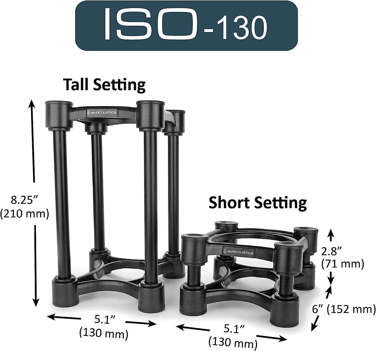IsoAcoustics ISO-Stand Series Speaker Isolation Stands – Height & Tilt Adjustable, Pair