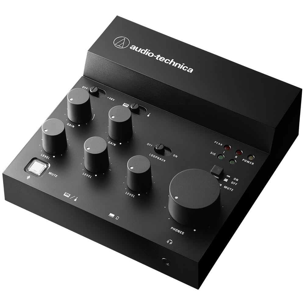 Audio-Technica AT-UMX3 Live Streaming USB Audio Mixer Bundle with 10ft Pig Hog XLR Microphone Cable & Polishing Cloth – 3-Channel Mixer with USB-C, Bluetooth, Loopback & FX for Streaming & Recording