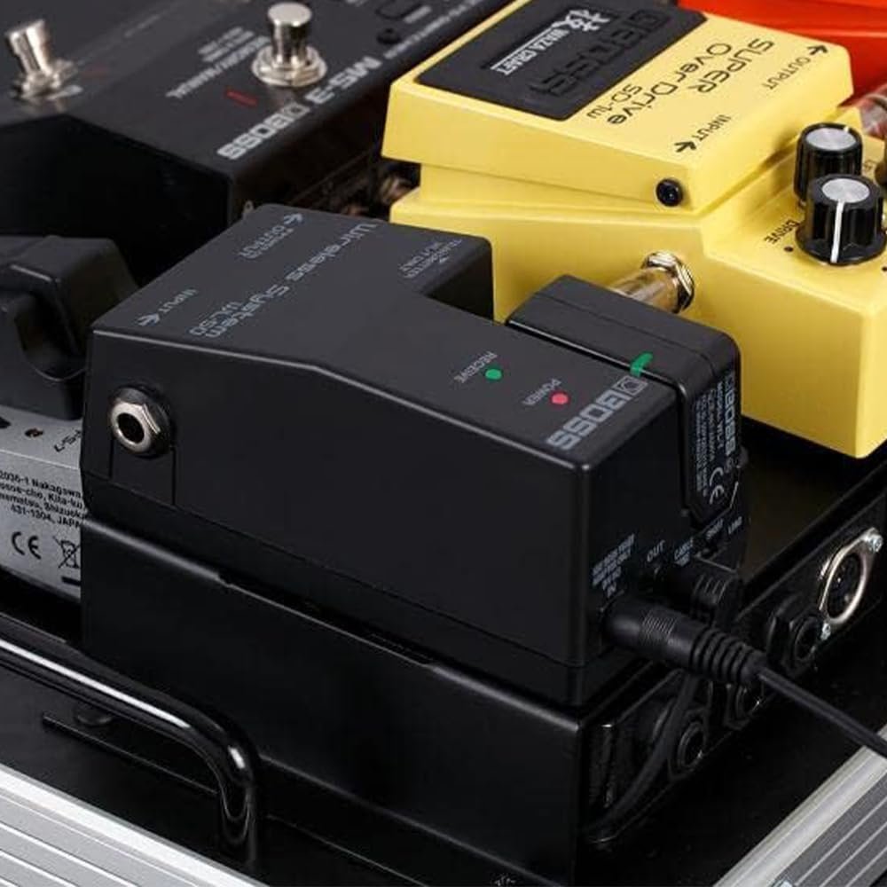 Boss WL-50 Guitar Wireless System Bundle with 10ft Pig Hog Black Woven Instrument Cable and Instrument Polishing Cloth - Compact Wireless Solution for Guitarists