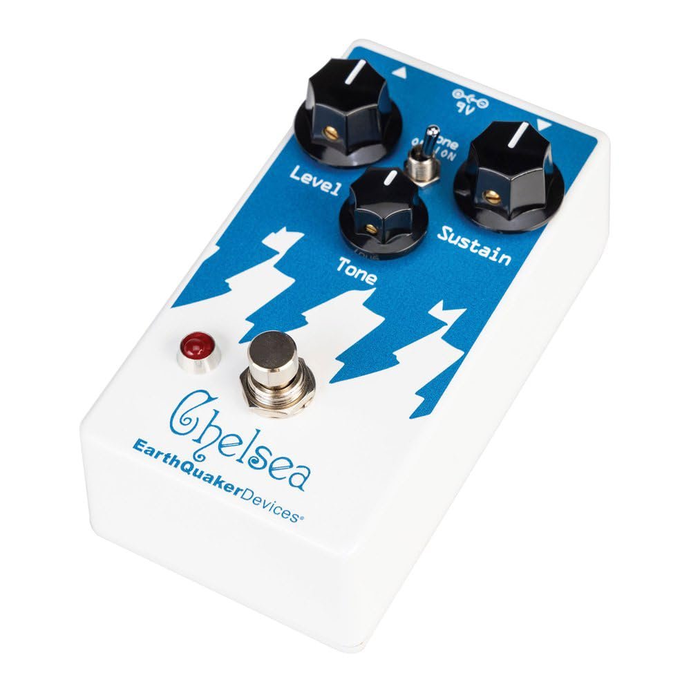 EarthQuaker Devices Chelsea Low End Fuzz Driver Pedal Bundle with 2x Right Angle Patch Cables, 9V Power Adapter, 12x Guitar Picks & Polishing Cloth – Bass-Optimized Distortion with Massive Low End