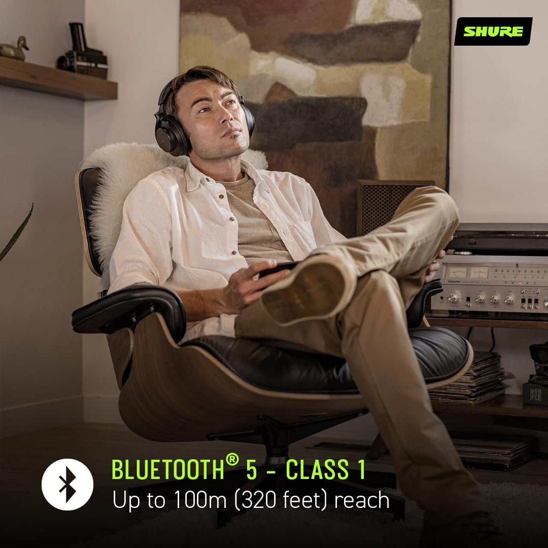 Shure AONIC 50 Gen 2 Wireless Noise Cancelling Headphones, Premium Studio Sound, Bluetooth 5, Customizable EQ, 45-Hour Battery, Over-Ear, Black