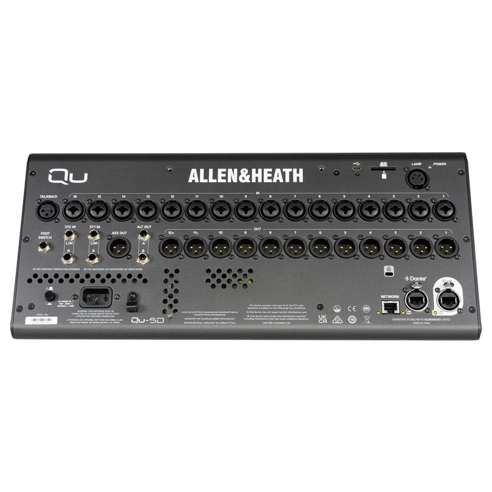 Allen & Heath Qu-5D 38-Channel Digital Mixer with Dante, 96kHz XCVI Core, 6 Multi-FX Engines, 7" Touchscreen, Motorized Faders, USB-C Interface & SD Recording