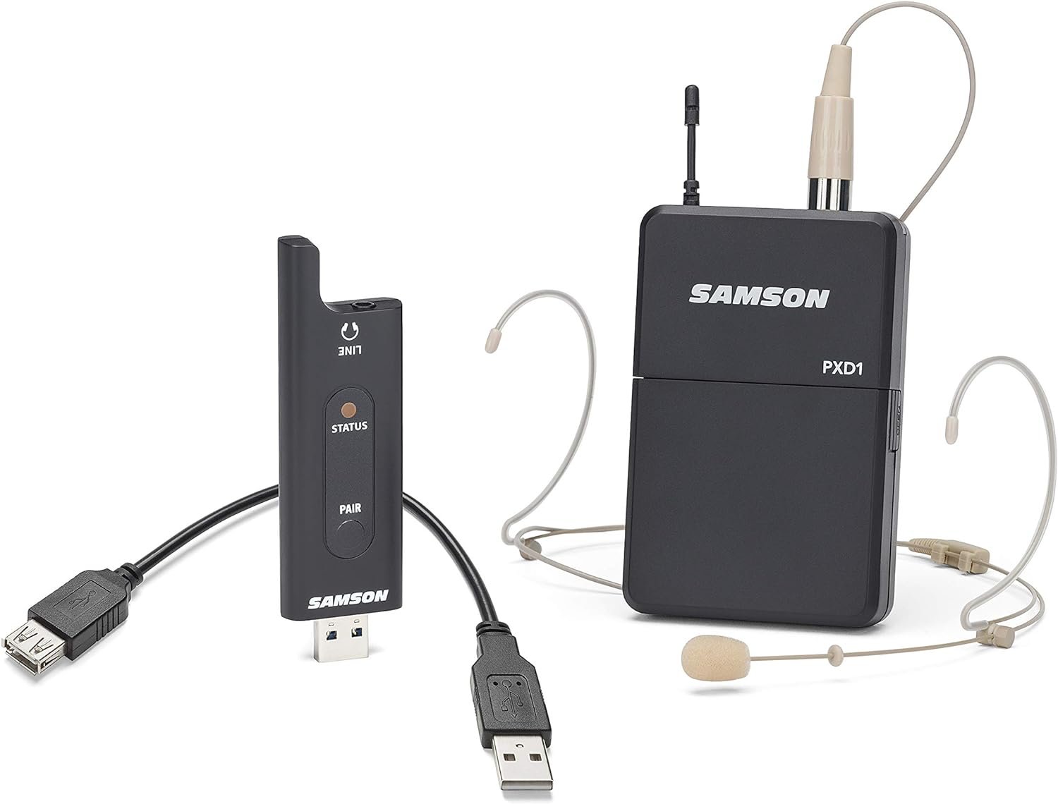 Samson SWXPD2BLM8 Lavalier USB Digital Wireless System with Lavalier Microphone and USB Stick Receiver, Works with Computers and Samson Expedition Portable PA Systems