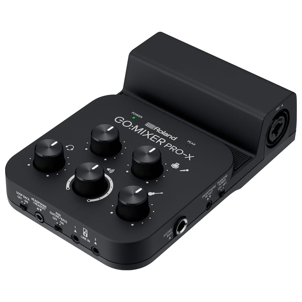 Roland GO:MIXER PRO-X Audio Mixer for Smartphones Bundle with 10ft Pig Hog Instrument Cable & Polishing Cloth – Mix up to 7 Audio Sources, Enhance Livestreams & Social Content with Pro Sound