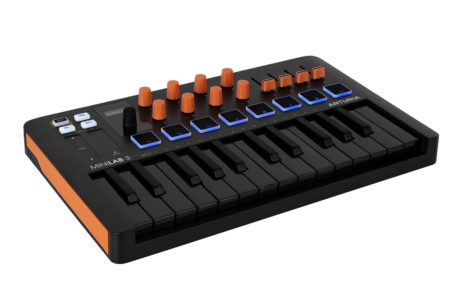 Arturia MiniLab 3 Champagne — 25 Key USB MIDI Keyboard Controller With 8 Multi-Color Drum Pads, 8 Knobs and Music Production Software Included