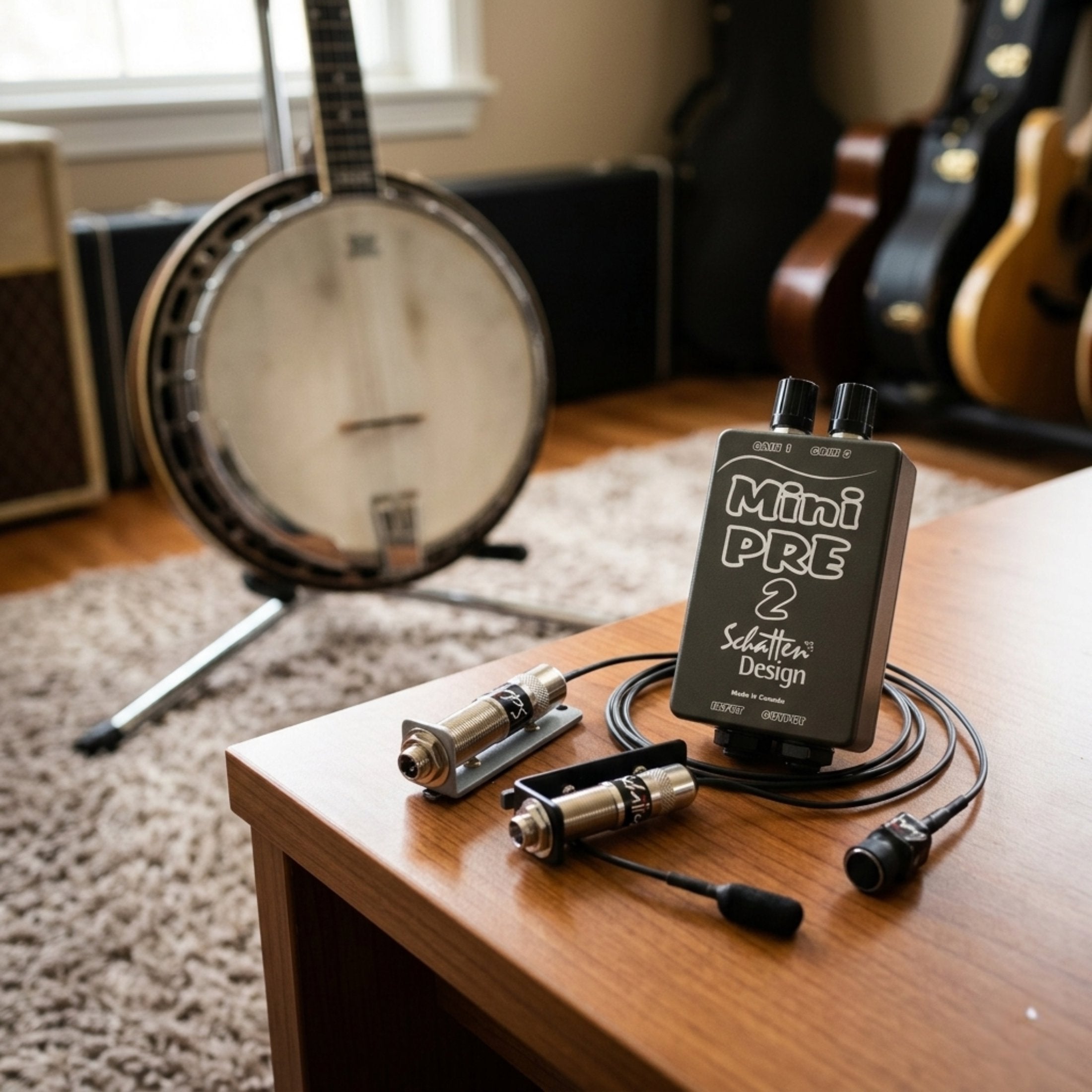 BJ-02M Banjo Pickup w/Microphone and Mini-Pre 2 Dual Channel Preamp