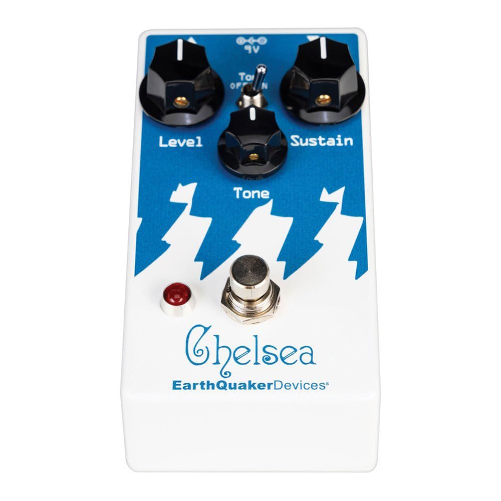 EarthQuaker Devices Chelsea Low End Fuzz Driver Pedal Bundle with 2x Right Angle Patch Cables, 9V Power Adapter, 12x Guitar Picks & Polishing Cloth – Bass-Optimized Distortion with Massive Low End