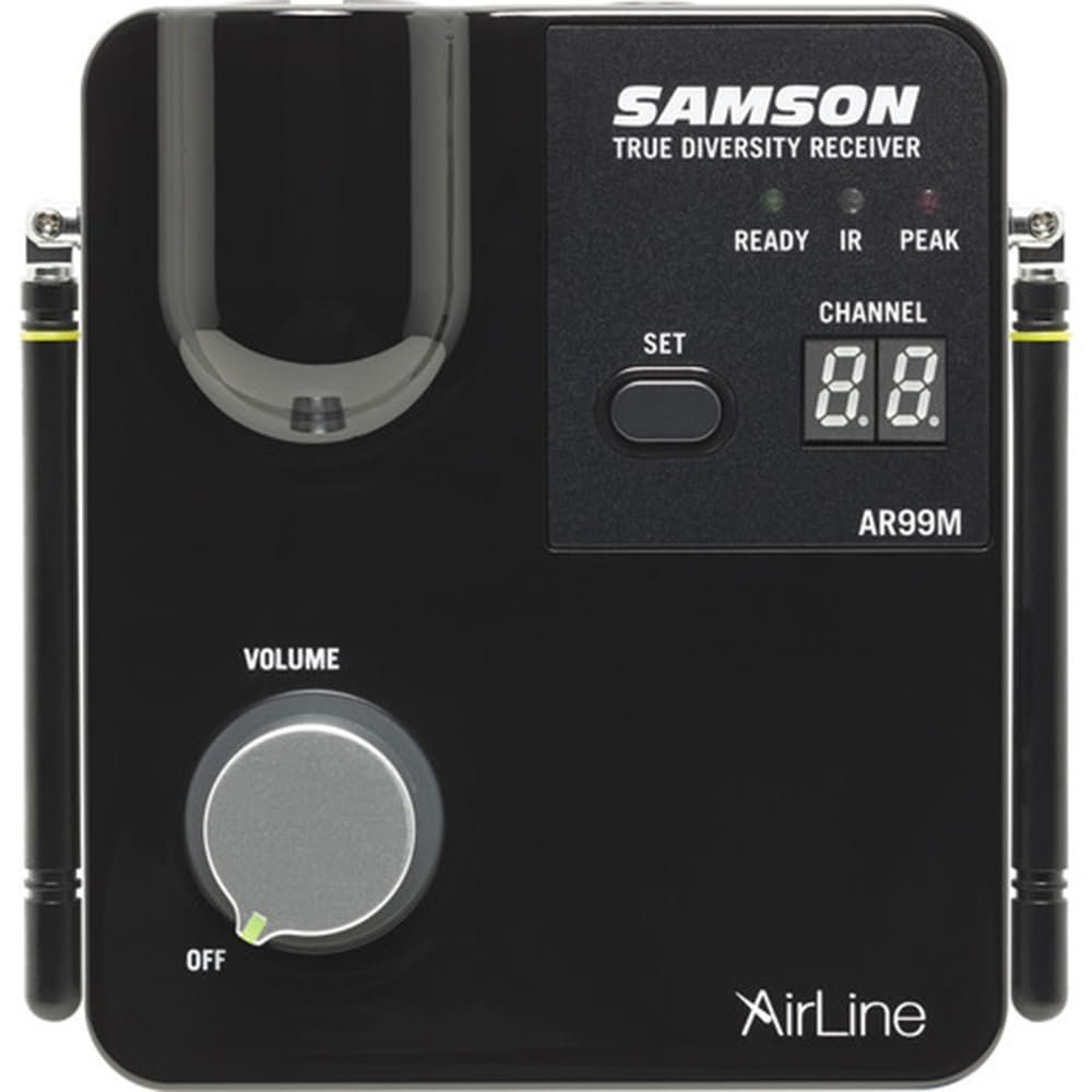Samson Airline 99m Fitness Headset System D-Band (542–566 MHz), Black with Bundle with 5 Windscreens and Polishing Cloth – Fitness Instructor Microphone Headset System