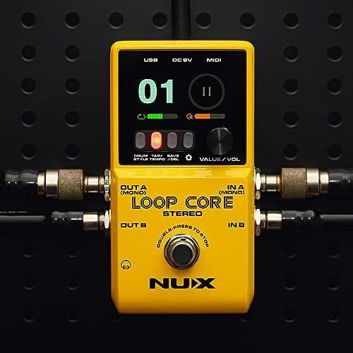 NUX Loop Core Stereo Guitar Looper Pedal, 6 hours recording time,Stereo Audio, MIDI Control, Cab Simulation for Output to Mixer.