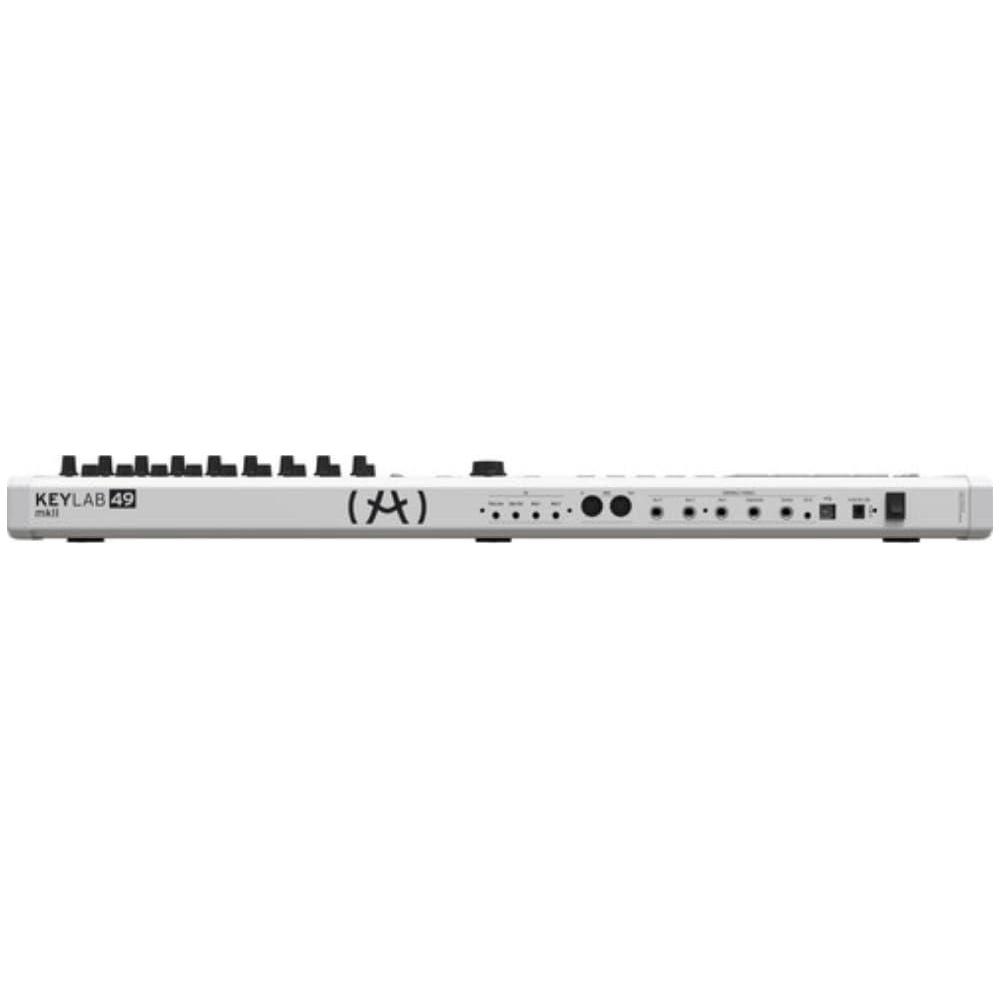 Arturia KeyLab 49 MkII White Semi Weighted MIDI Keyboard Controller Bundle w/Deluxe Sustain Pedal, USB Cable & Liquid Audio Polishing Cloth (4 Items)