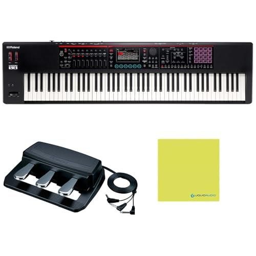 Roland FANTOM-08 Synthesizer Keyboard Bundle w/Roland RPU-3 Pedal Unit and Liquid Audio Polishing Cloth