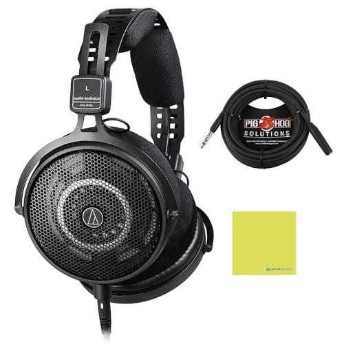 Audio Technica ATH-R50x Professional Open-Back Reference Headphones Bundle with 25ft Pig Hog Headphone Extension Cable (1/4") & Polishing Cloth – Studio Monitoring, Mixing & Critical Listening