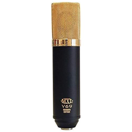 MXL Mics Tube Microphone, XLR Connector, Black with Gold Accents, 47mm x 218mm/1.85 in. x 8.58 in. (MXLV69MEDT)