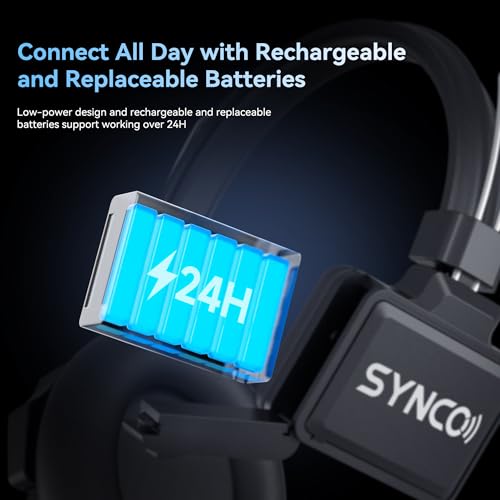 SYNCO XTalk XPro Wireless Intercom Headset with Antenna Enhanced Signal Reception 2.4GHz Full Duplex Random Master Device Design for Team Communication Headset