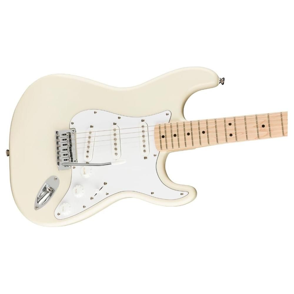 Fender Affinity Series™ Stratocaster®, Maple Fingerboard, Olympic White, 0378002505 Bundle w/12-Pack Guitar Picks and Liquid Audio Polishing Cloth