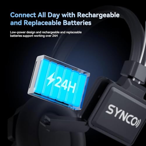 SYNCO XTalk X5 XPRO5 X2 2.4GHz Wireless Headset Intercom System 5 Person Team Communication with Noise Cancellation Hardcase Single Ear 400m Operating Range for Movie Shoot Live Show Stage Performance