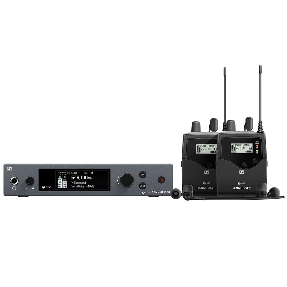 Liquid Audio Sennheiser ew IEM G4-Twin-A Wireless in-Ear Monitoring System Bundle w/Pig Hog PHM10 8mm Mic Cable, 4-Pack Blucoil AA Batteries Polishing Cloth