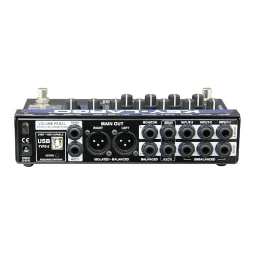 Radial Engineering Key-Largo Keyboard Mixer, USB Interface and Performance Pedal Bundle with Pig Hog 4X Neon Mono Patch Cables and Liquid Audio Polishing Cloth