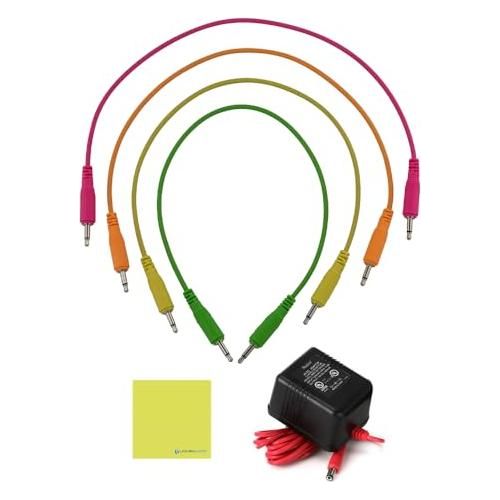 Radial Engineering Key-Largo Keyboard Mixer, USB Interface and Performance Pedal Bundle with Pig Hog 4X Neon Mono Patch Cables and Liquid Audio Polishing Cloth