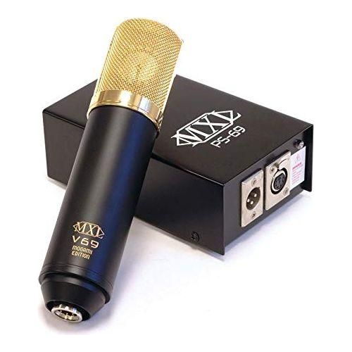 MXL Mics Tube Microphone, XLR Connector, Black with Gold Accents, 47mm x 218mm/1.85 in. x 8.58 in. (MXLV69MEDT)