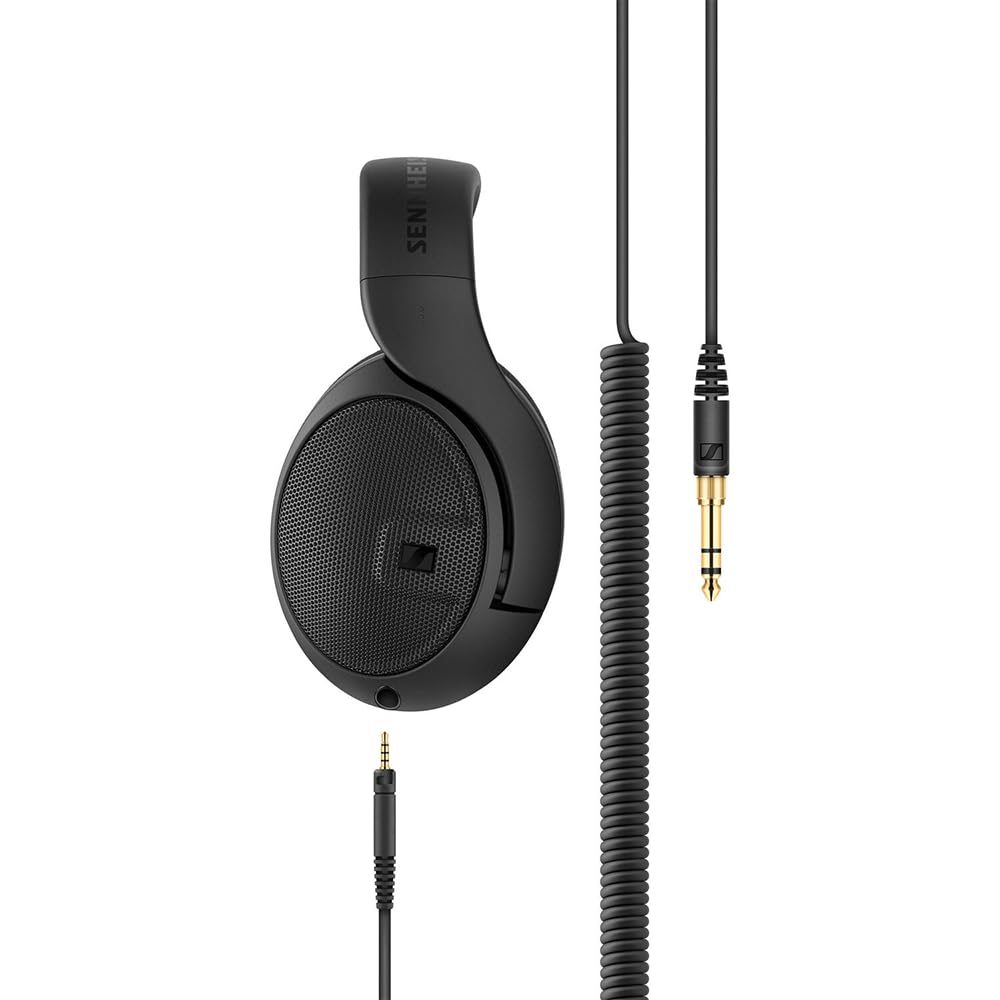 Liquid Audio Sennheiser HD 400 PRO Open-Back Dynamic Headphones in Black, Bundle w/Pig Hog PHX14-25 1/4" Headphone Extension Cable Polishing Cloth