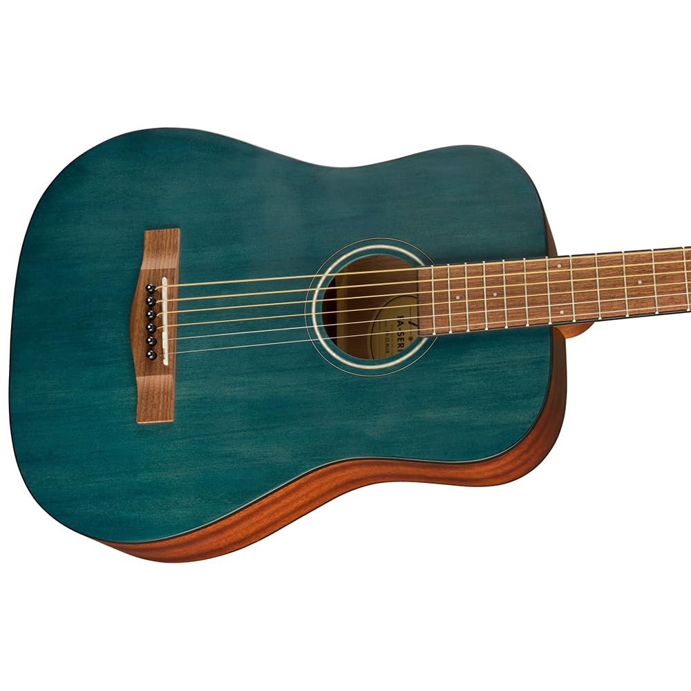 Fender FA-15 3/4 Steel Acoustic Guitar, Walnut Fingerboard, Blue - 0971170187 Bundle w/ 12-Pack Guitar Pick and Liquid Audio Polishing Cloth
