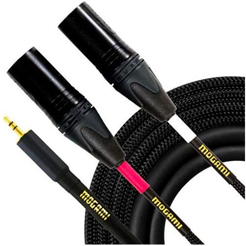 Mogami GOLD 3.5-2XLRM Stereo Audio Y-Adapter Cable, 3.5mm TRS Plug to Dual XLR-Male, Gold Contacts, Straight Connectors