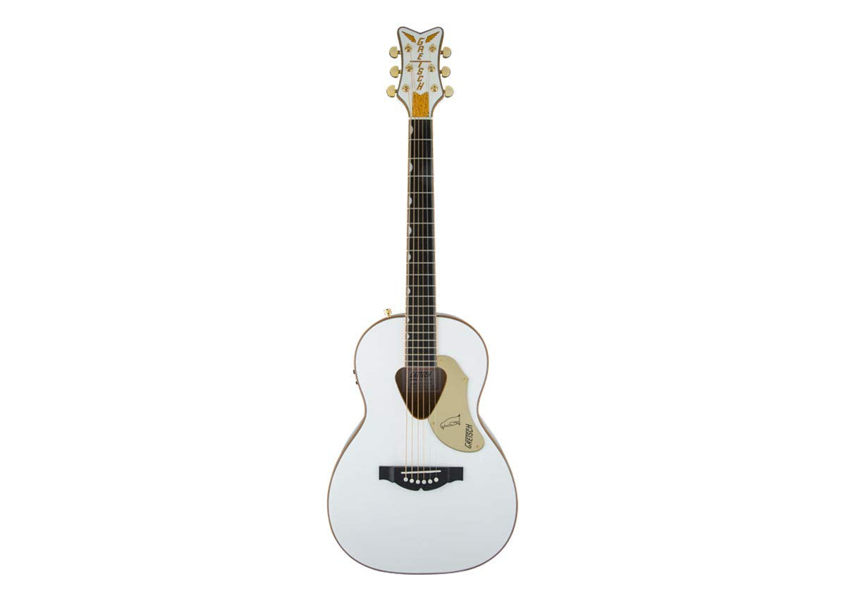 Gretsch G5021E Rancher Penguin Parlor Acoustic/Electric 6-String Guitar with 12-Inch Radius Laurel Fingerboard for Live Performances (Right-Handed, White)