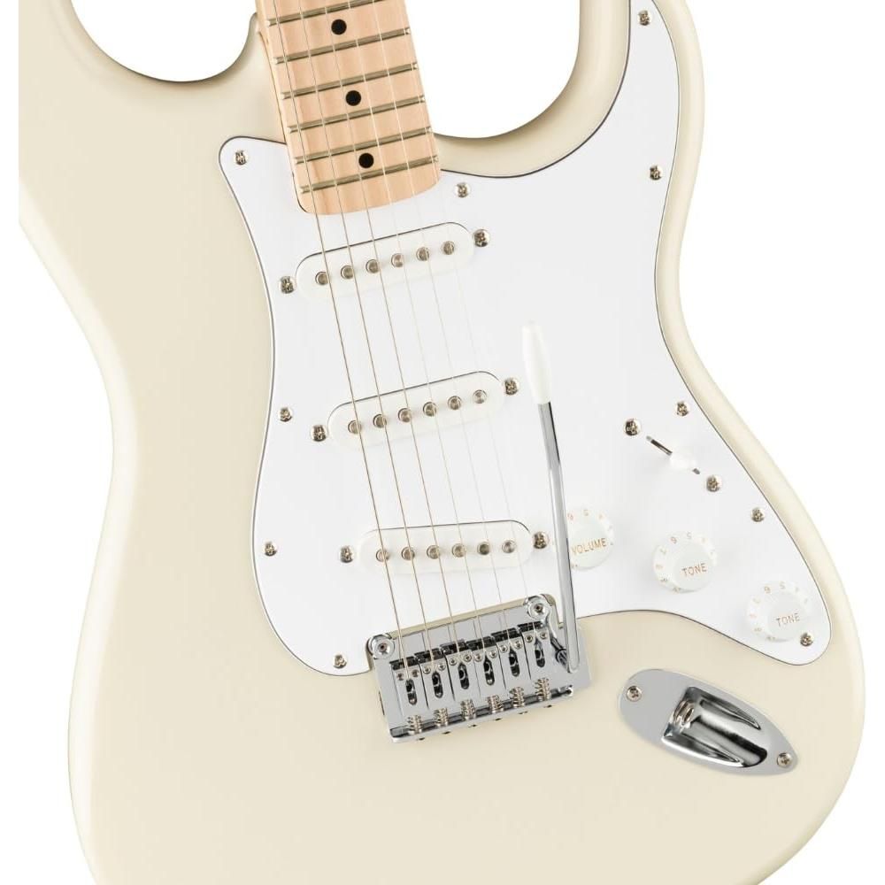 Fender Affinity Series™ Stratocaster®, Maple Fingerboard, Olympic White, 0378002505 Bundle w/12-Pack Guitar Picks and Liquid Audio Polishing Cloth