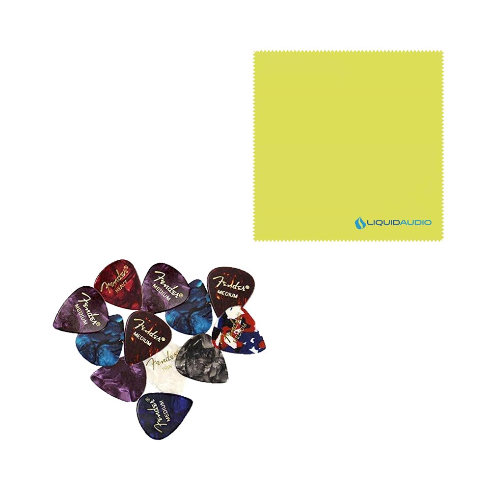 Fender FA-15 3/4 Steel Acoustic Guitar, Walnut Fingerboard, Blue - 0971170187 Bundle w/ 12-Pack Guitar Pick and Liquid Audio Polishing Cloth