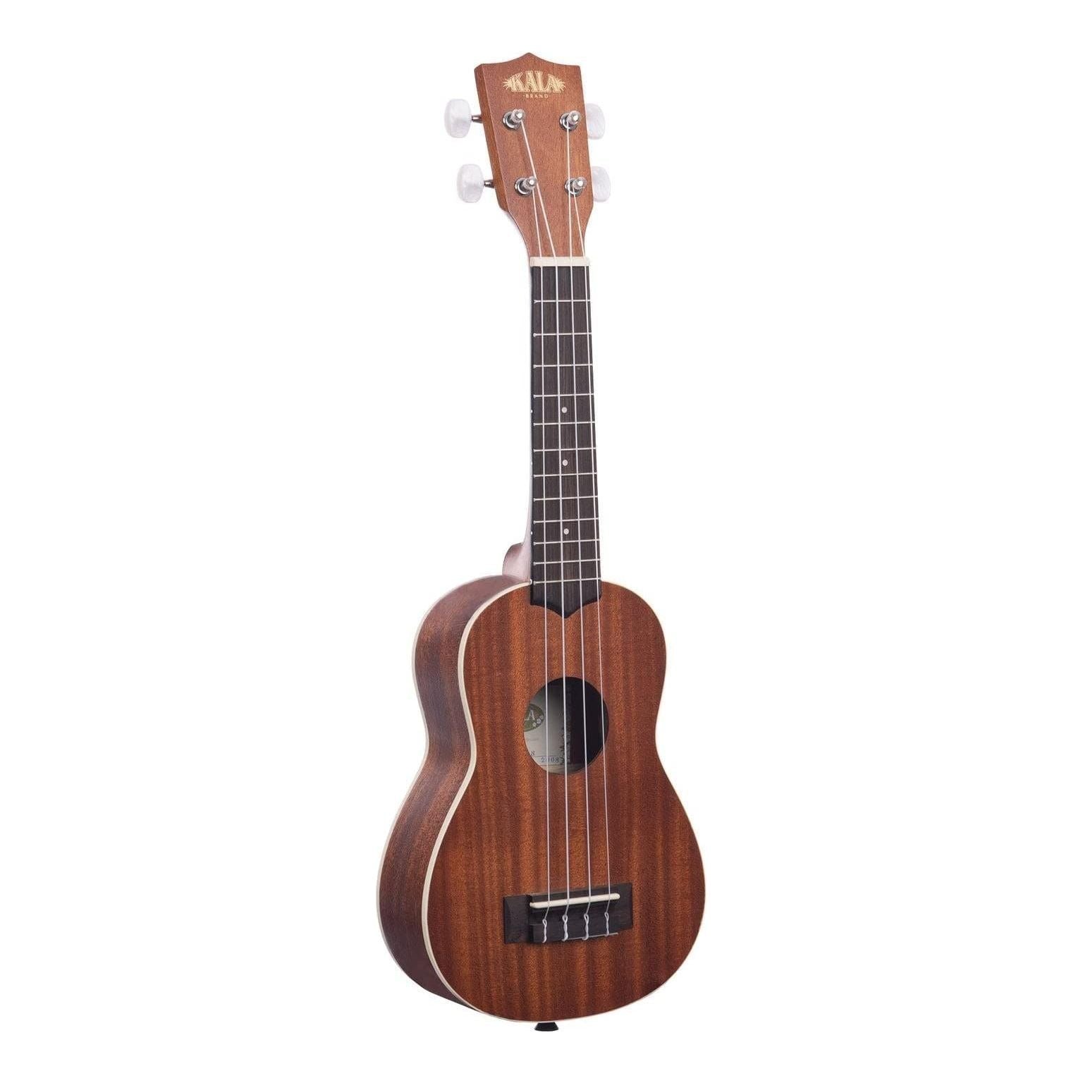 Kala Satin Mahogany Soprano Ukulele with White Binding (Brown)