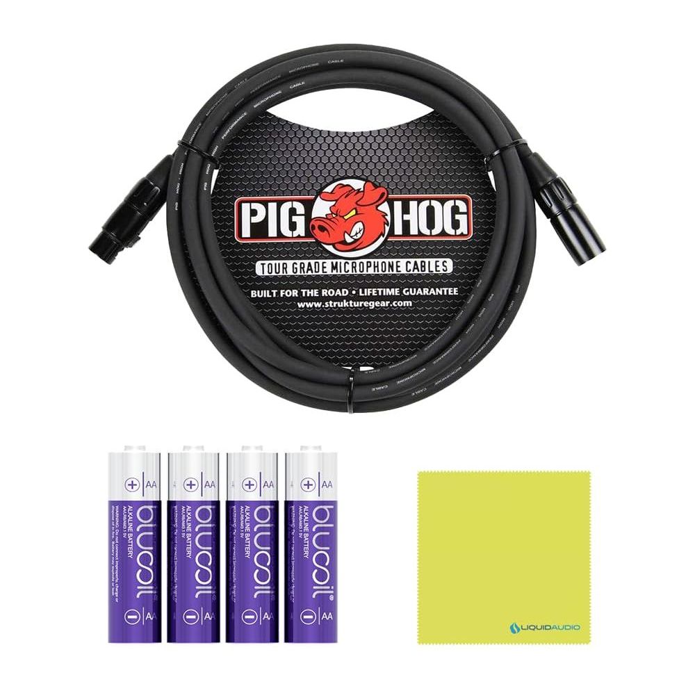Liquid Audio Sennheiser EW 100 G4-ME2-A Wireless Lavalier Microphone System Bundle w/Pig Hog PHM10 8mm Mic Cable, 4-pack Blucoil AA Batteries Polishing Cloth