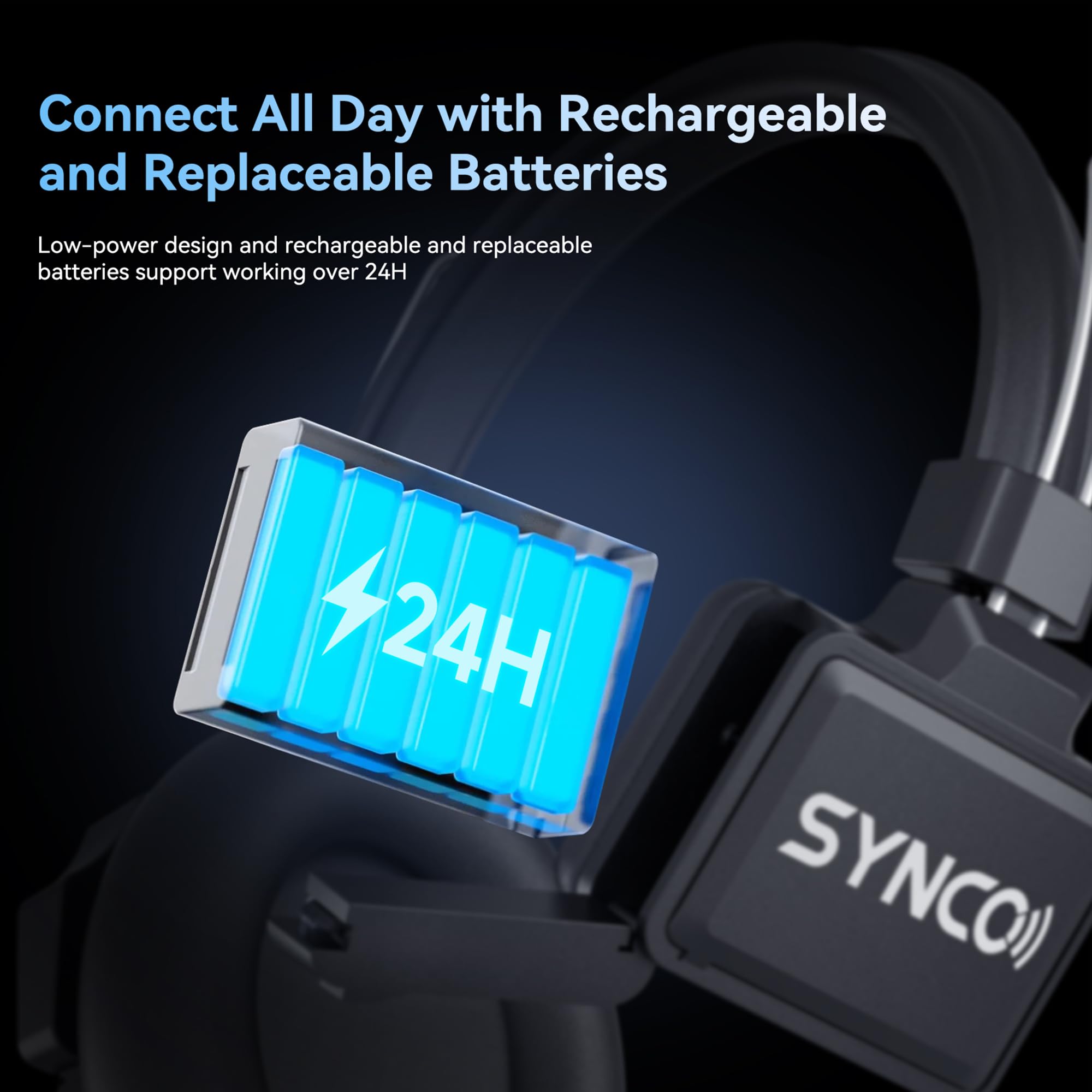 SYNCO XTalk XPro Wireless Intercom Headset with Antenna Enhanced Signal Reception 2.4GHz Full Duplex Random Master Device Design for Team Communication Headset