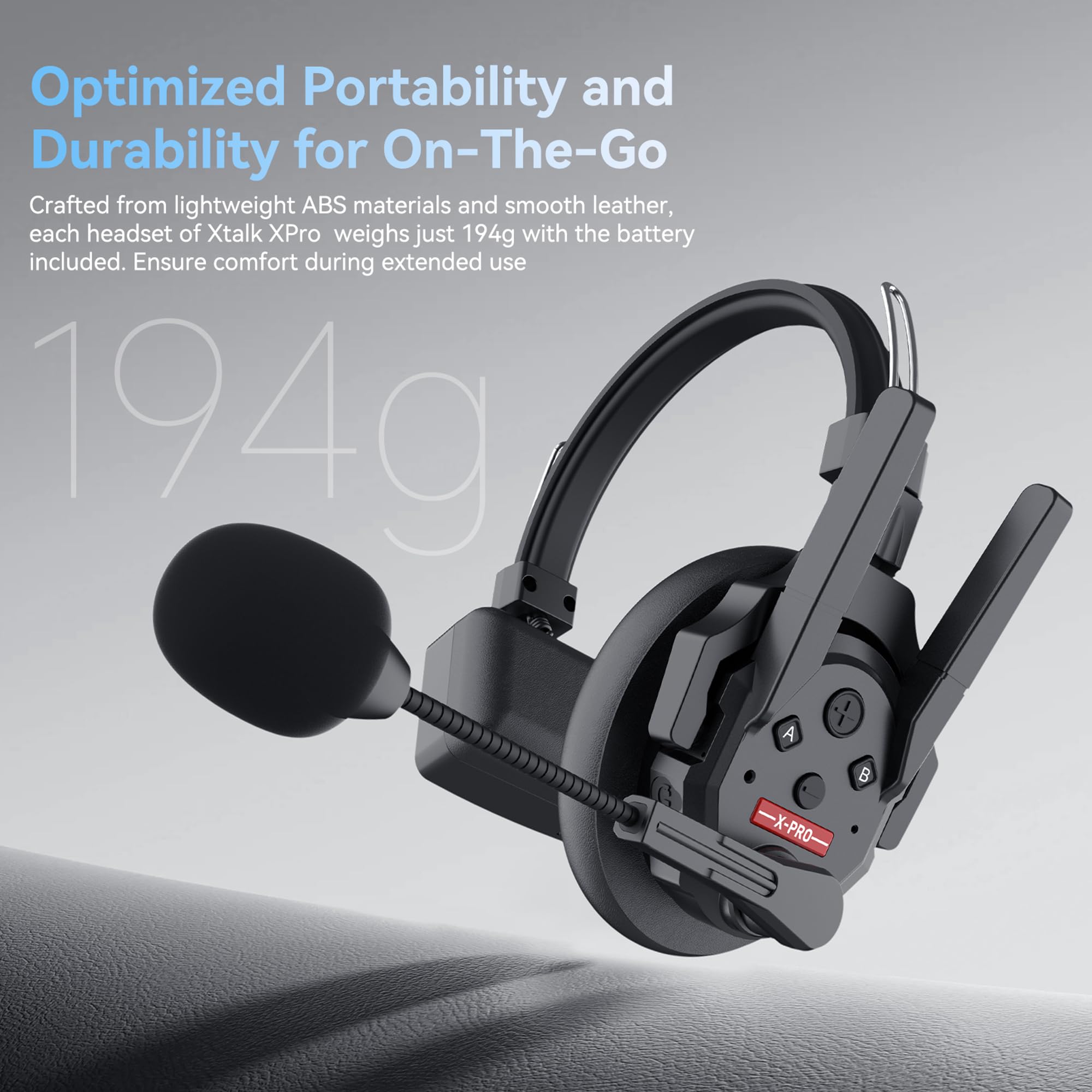 SYNCO XTalk XPro Wireless Intercom Headset with Antenna Enhanced Signal Reception 2.4GHz Full Duplex Random Master Device Design for Team Communication Headset