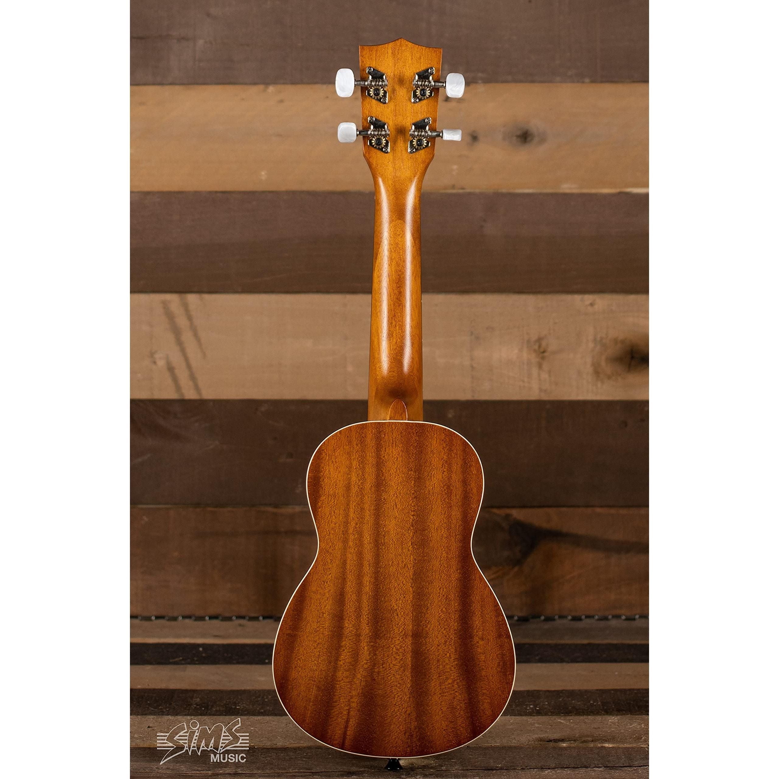 Kala Satin Mahogany Soprano Ukulele with White Binding (Brown)