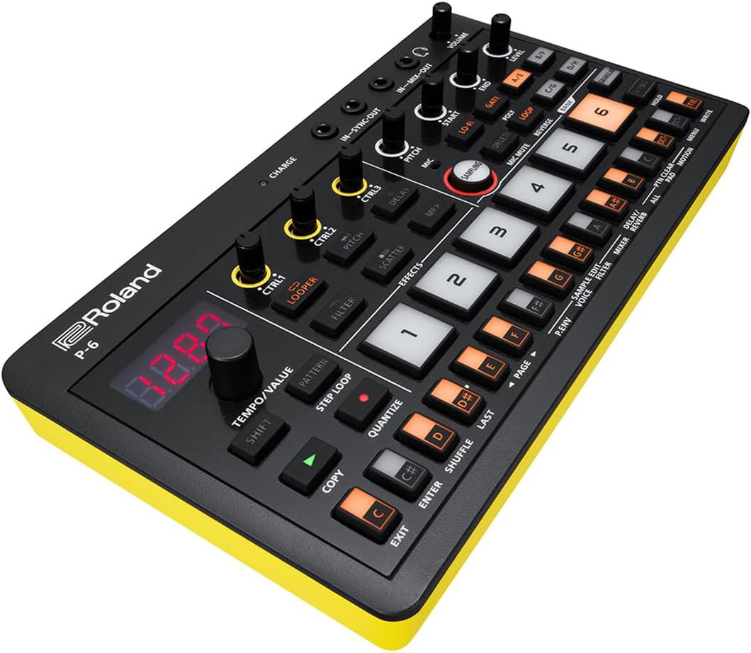 Roland AIRA Compact P-6 Creative Sampler | Granular Sound Design | Powerful Sequencer | Onboard Keyboard | Custom Loops | Built-In Mic | Hands-on Effects