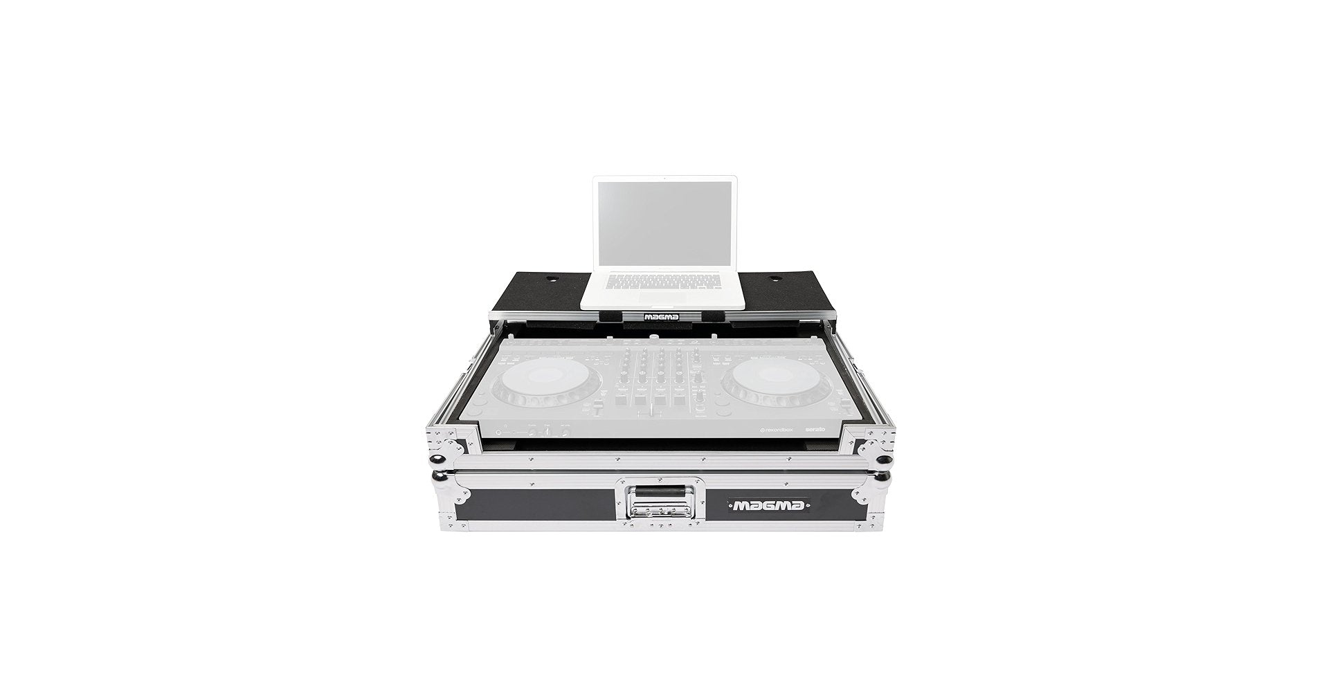 Magma Flight Case Compatible with AlphaTheta DDJ-GRV6 & Pioneer DJ DJ FLX-10 Workstations with Laptop Platform