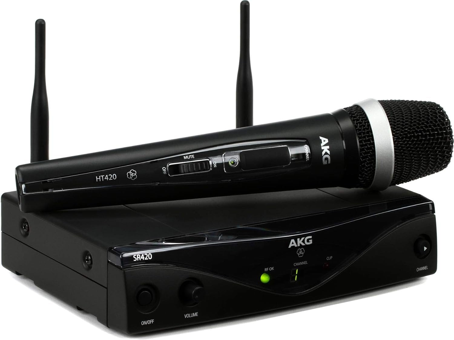 AKG Pro Audio WMS420 Headworn Set Band A Wireless Microphone System with SR420 Stationary Receiver, P420 Pocket Transmitter, Headworn Microphone