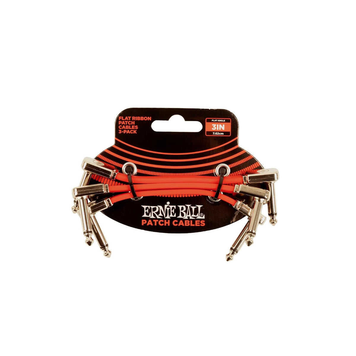 Ernie Ball Flat Ribbon Patch Cable 3 Inch - Red - 3 Pack