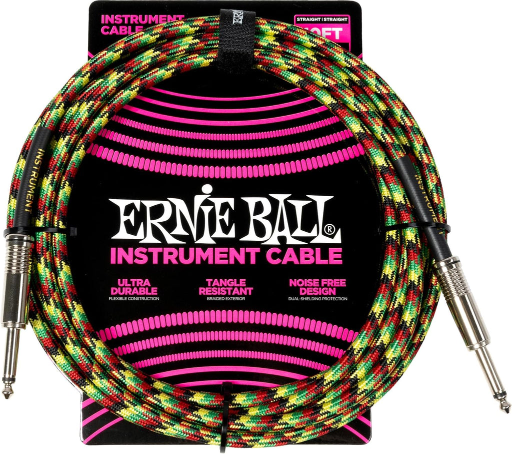 Ernie Ball Braided Instrument Cable Straight/Straight 10ft - Good Vibrations (P06480)