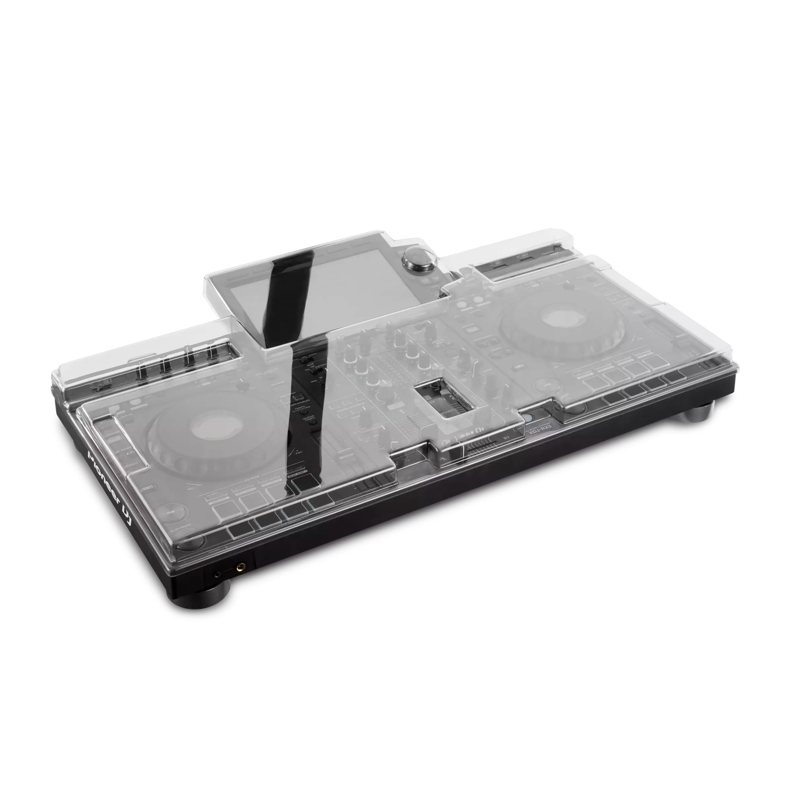 Decksaver DS-PC-XDJRX3 Polycarbonate Cover for Pioneer DJ XDJ-RX3 Bundle with Polishing Cloth – Smoked/Clear Dust & Impact Protection, Fits Most Flight Cases