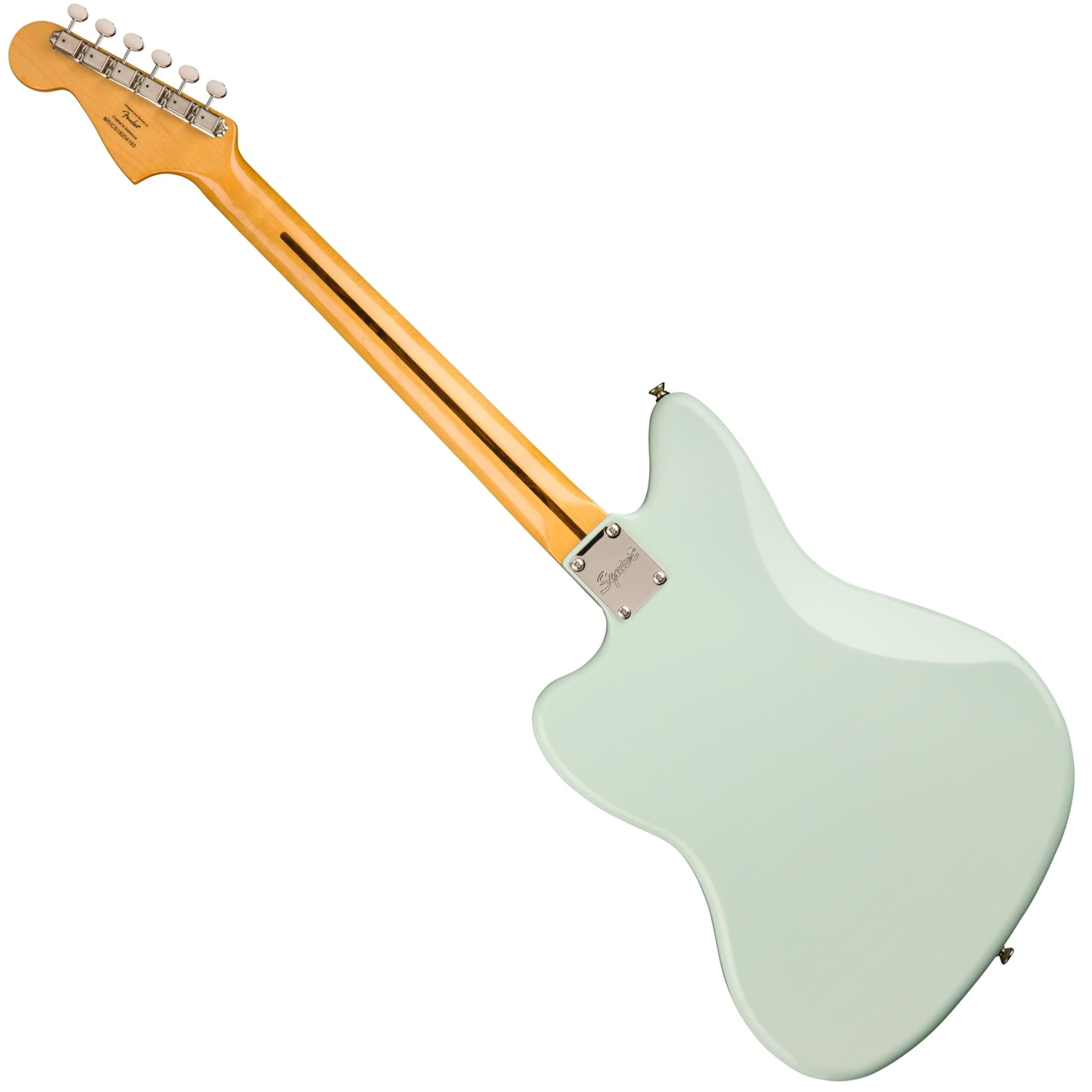 Squier Classic Vibe '60s Jazzmaster Electric Guitar Sonic Blue Bundle with 12x Guitar Picks & Polishing Cloth – Laurel Fingerboard, Vintage-Style Tremolo, Alnico Single-Coil Pickups