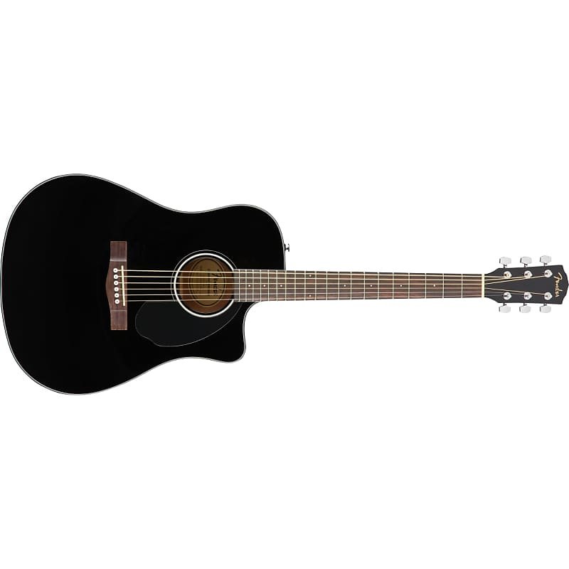 Fender CD-60SCE Dreadnought Acoustic Guitar, Walnut Fingerboard, Black, 0970113006