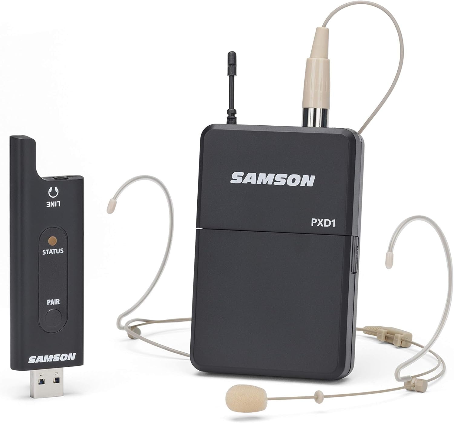 Samson SWXPD2BLM8 Lavalier USB Digital Wireless System with Lavalier Microphone and USB Stick Receiver, Works with Computers and Samson Expedition Portable PA Systems
