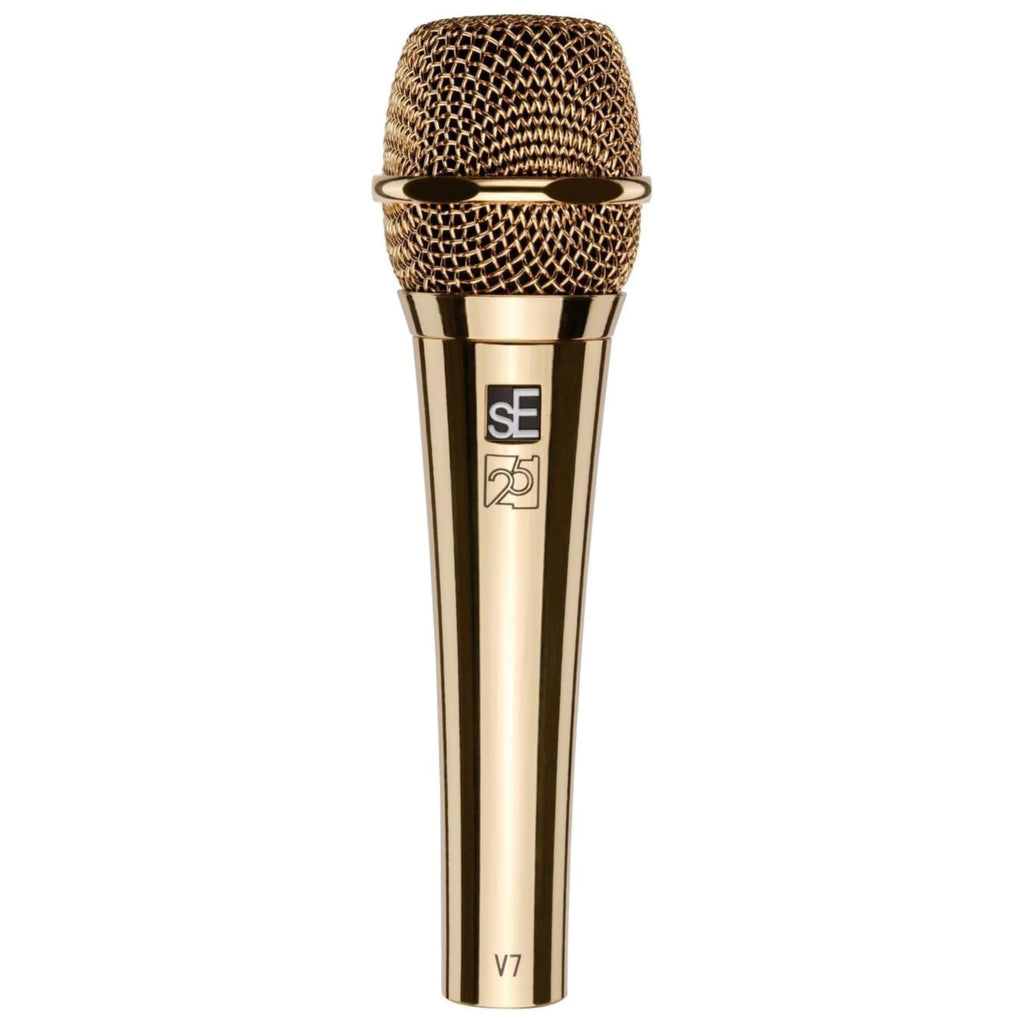 SE ELECTRONICS V7 Dynamic Microphone for Singing, Speech & Studio Recording - XLR Handheld Professional Microphone with Supercardioid Aluminum Voice Coil for Huge Gain Before Feedback - Gold