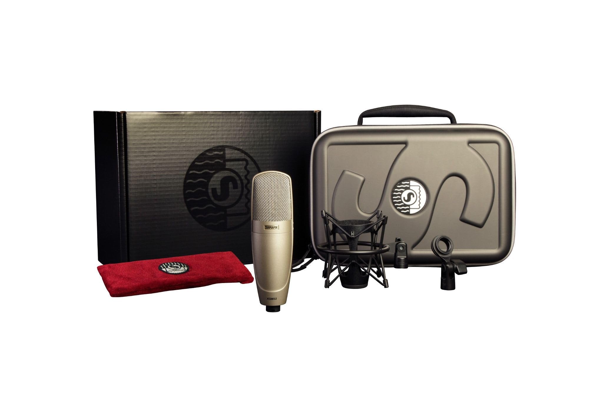 Shure KSM32 Cardioid Condenser Microphone - Embossed Single-Diaphragm Side-Address Mic with Extended Frequency Response for Highly Critical Studio Recording and Live Sound Productions - Champagne