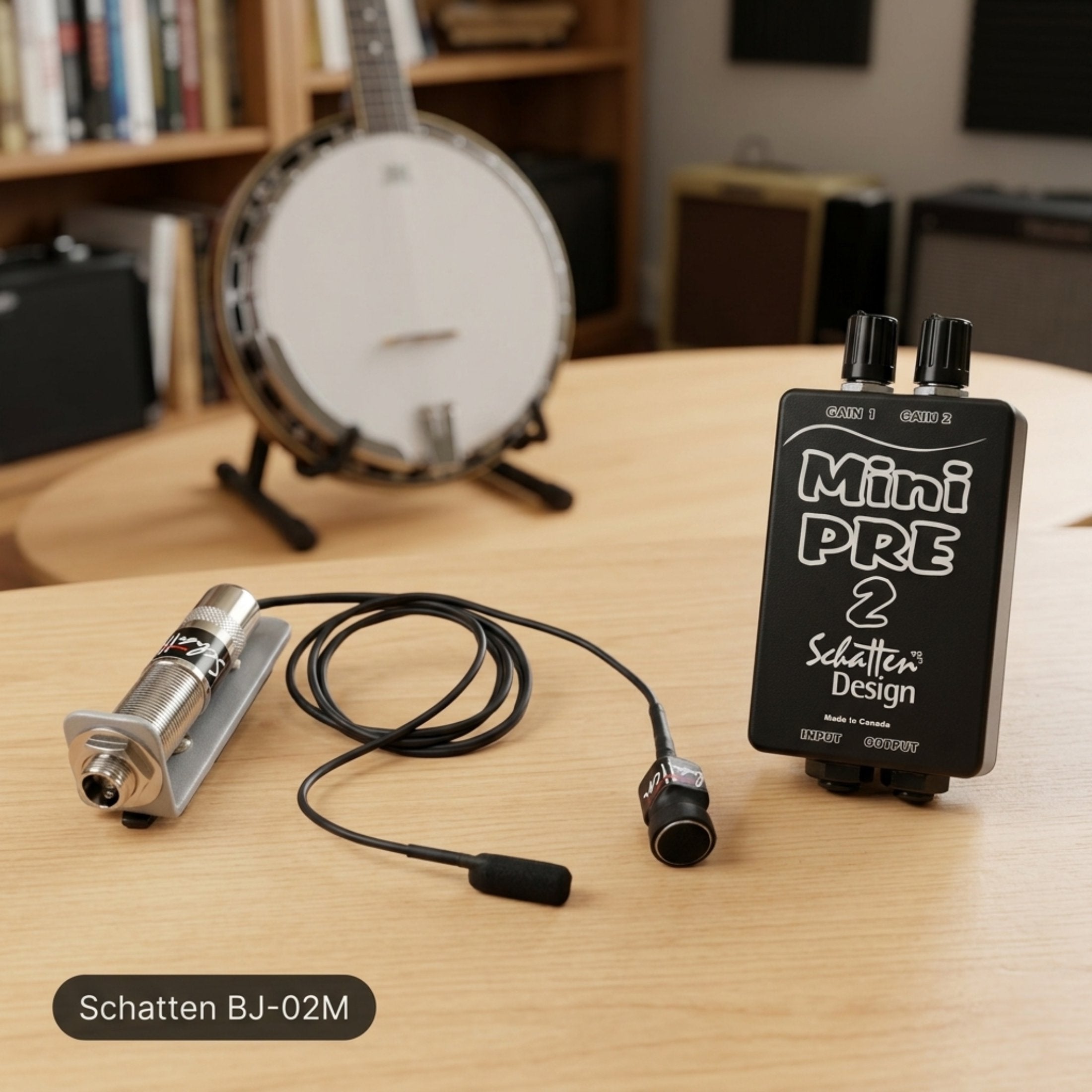 BJ-02M Banjo Pickup w/Microphone and Mini-Pre 2 Dual Channel Preamp