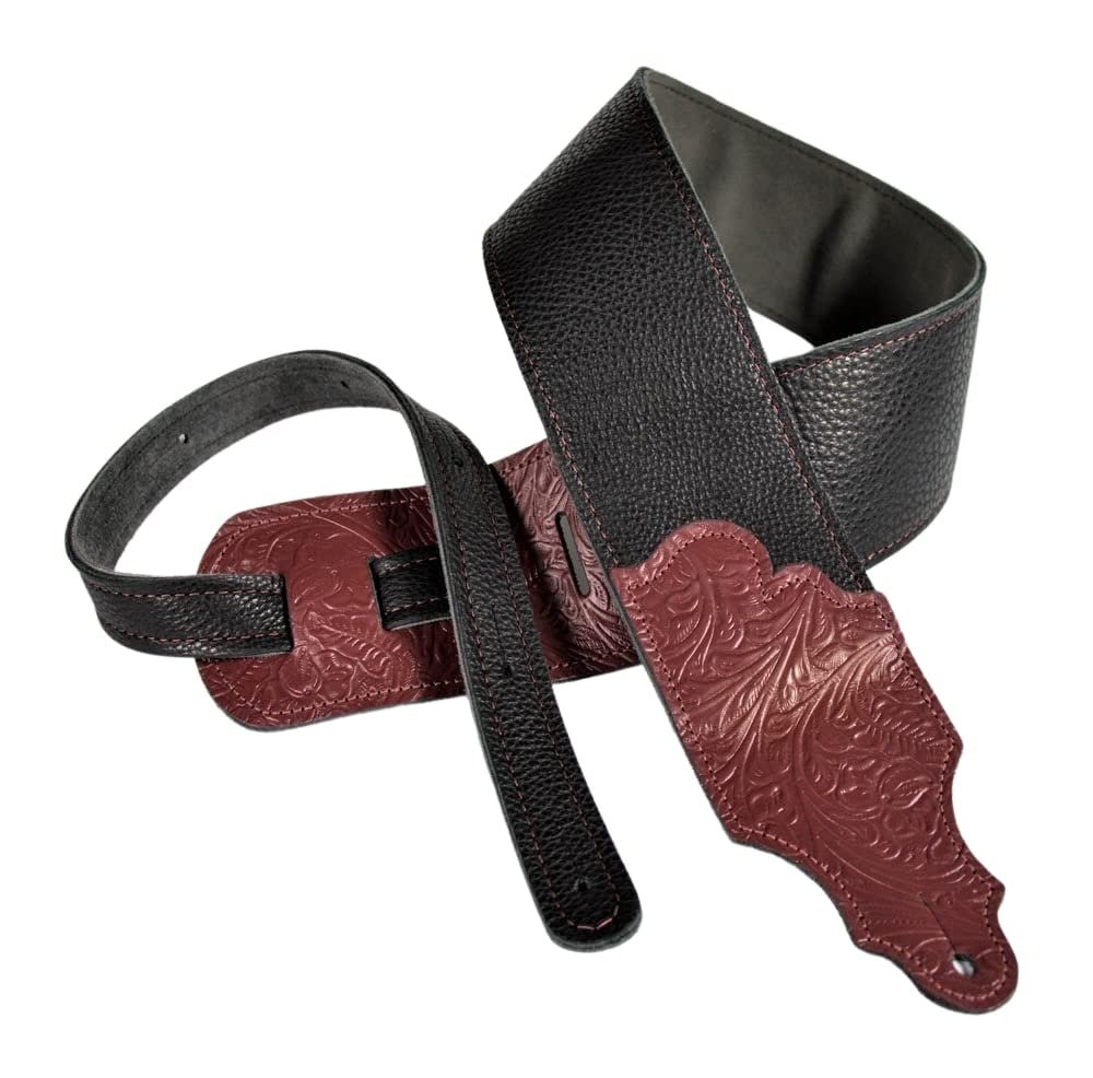 Franklin Strap 3" Original Glove Leather with Tooled End Tab Guitar Strap